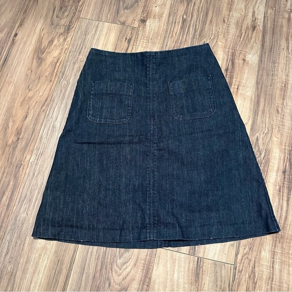 Boden Dark Denim A-Line Mini - Midi Skirt • Size: US 6L - Picture 1 of 2
